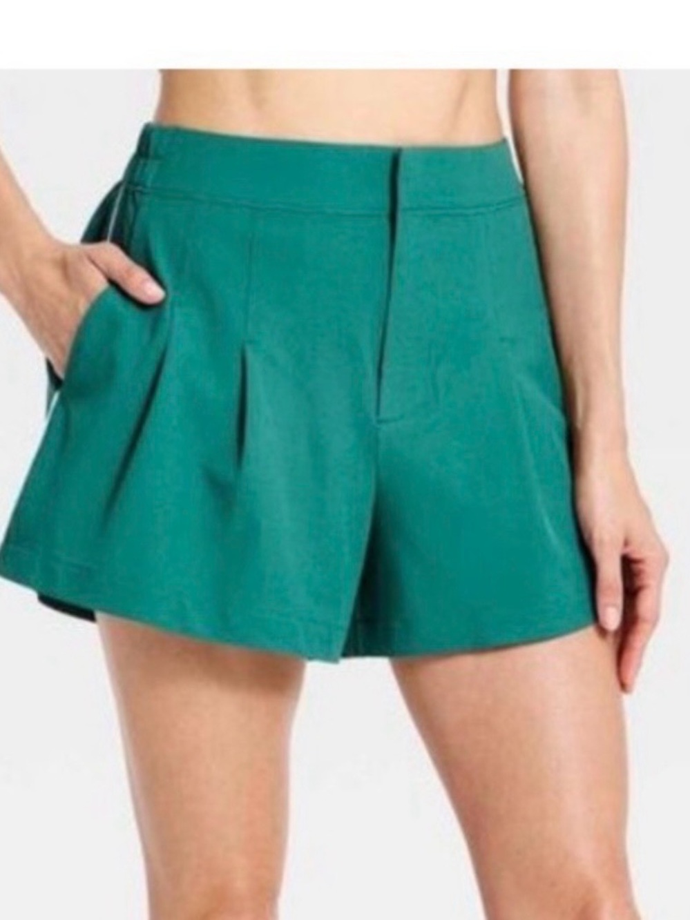 Teal Green High-Waist Athletic Shorts